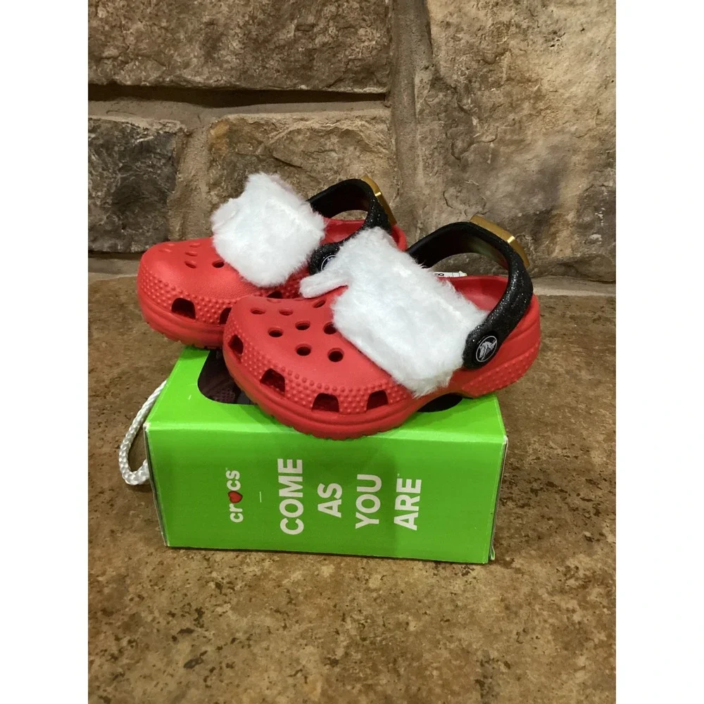 Crocs Littles Santa Baby Toddler Clogs Varsity Red Lined Size C2-3 New